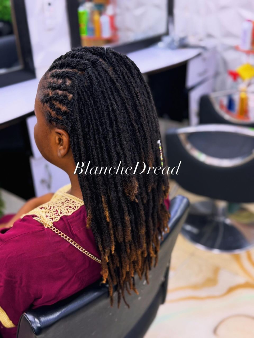 Dreads longues dégradé cuivré femme